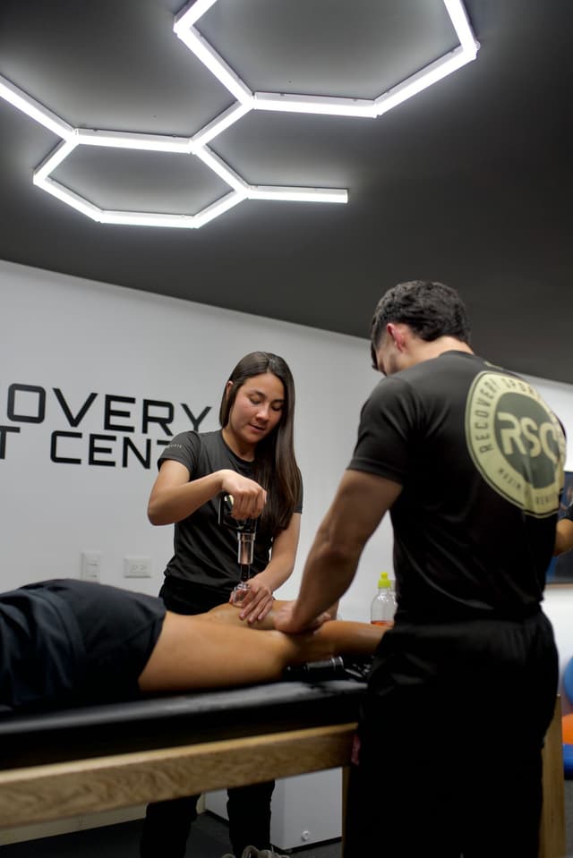 Physiotherapists at work in a modern clinic